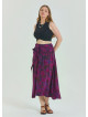 Gipe Waist Tied Wine Patterned Plus Size Skirt 4598